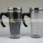 Straight body double wall stainless steel cup with handle