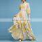High Design Elegant Floral Printed Balloon Sleeve Back Zip Ladies Maxi Silhouette Dress