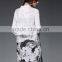 2016 newest summer woman white long chinese silk shirts OEM service