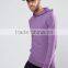 Men's Longline Muscle Hoodie in Purple 96% Cotton 4% Elastane Plain Slim Fitted Gym Pullover Hoodie Wholesale