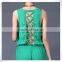 Hot sale women autumn V neck sleeveless front pocket sexy lace-up back chiffon onesie long jumpsuit