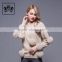 Factory made korean woollen cashmere sweater for ladies with fox fur pom pom