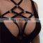 Womens Black Elastic Body Harness Bandage Bra Top Cross Crop Straps Lingerie