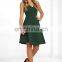 2017 dark green new model women midi dress design
