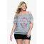 2017 Summer sexy off shoulder t shirt short sleeve t-shirt printed ladies shirts
