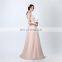 Size Available Elegant Pink Scoop Capped Bow Zipper Floor-length Formal Party Evening Dresses