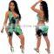 Women Playsuits Sexy Tie-dye Print V-Neck Hollow Out Romper Street Night Club Party Jumpsuits One Piece Outfits Bodysuit