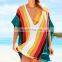 New Arrivals Sexy Beach Cover up Striped Crochet Robe de Plage Pareos for Women Swimwear Saida de Praia Beachwear Coverups