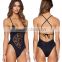 2016 New Hot One Piece Swimsuit Women Swimsuits Sey Plus Size Swimwear Push Up Braided Hollow Bra Maillot Black White Bodysuit