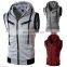 2022 OEM custom print cotton casual men pocket sleeveless hoodie