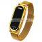 Fashion stainless steel waterproof women wristwatch Skmei 1697 mesh strap touch led light watch