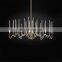 Iron Acrylic Golden Hanging Suspend Lamp Pendant Wave Chandelier for Dining Room Villa Hotel Bar Restaurant Decorative Lights