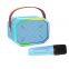 Outdoor karaoke loudspeaker box wireless bt music player portable mini speaker with two wireless microphone