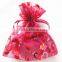 Light Red Grape Wine Bottle Packing Organdy Drawstring Printed Ribbon bag and gift pouches