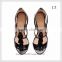 OS35 Classics womens peep-toe heels Genuine leather pencil heels for ladies thin straps rubber outsole Black tassel heels