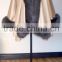 Ladies cashmere cape with big fox fur collar and fur cuffs /wool fur shawl