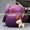 New arrival wholesale quilted cotton canvas leather diaper bag backpack