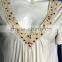 Hand made beads V neck white model simple blouse