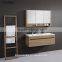 wood texture plywood hanging bathroom vanity cabinet with artificial marble countertop and ceramic counter basin