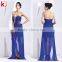 Sexy Backless off Shoulder Beaded See Through Blue Formal Dresses for Women