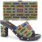 Italian designer shoes and bags to match chuncky heel women shoes mix colorful stone bag