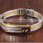 Classic two tone crystal wire bracelet jewelry stainless steel watch bangle for men