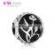 D191 hot silver black orchid beads,crystal flower charms for bracelet
