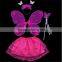 HOT Kids Festival Single Layer Rose Tie Butterfly Fairy Wings Magic Wand Headband Costume Set/Birthday Party Performance Supply