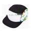 Wholesale Custom Logo Fashion Floral 5 Panel Flat Brim Hats/ Cap Wholesale 5 Panel Strapback Hat Cap Buckle Camper 5 Panel Cap