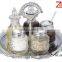 5Pcs Oil & Vinegar, Salt & Pepper Glass Condiment Jar Set w. Stainless Lid
