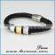Stainless Steel & Leather Mens Bracelet , Braided Genuine Leather Bracelet Men Stainless Steel