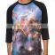 Custom Mens All Over Sublimated Baseball T Shirts Cotton Polyester Mens 3/4 Raglan Sleeve Baseball Tee Wholesale