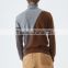 Men's stylish color block high neck jacquard knit pullover sweater with high quality