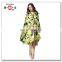 Fashionable Full Print Zip up Nylon Women Rain Poncho