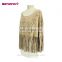 2017 Trendy Laser Cut Suede Kimono Poncho With Long Fringe