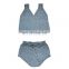 100% Cotton Knitted  kid Girl knitted 2pcs set On Crop and short sets for knitted