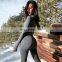 Custom logo New arrival women long sleeve fully length zip up solid color bodysuit