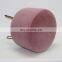 Reatai velvet round pink colour ottoman stool customized metal leg with buttons elegant stool with legs
