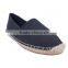 Fashion casual woman wholesale canvas flat straw sole shoes