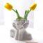 Wholesale Nordic Ceramic Vase White Human Face Sculpture Art  Matte Adornos Ceramic Flower Vase Home Decor