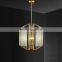 Nordic restaurant small chandelier bedroom bedside luxury brass alabaster pendant lamp