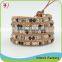 Brown And Black Color Bead Braided Beige Leather Wrap Bracelet