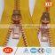 shenzhen xly wholesale yellow polyester tape copper teeth metal zipper
