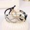 Korean Fashion Hair Accessories 8 Knot Word Full Crystal Gold & Silver Elastic Ponytail Holder Hair Ring Hair Clip Accessories