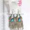 Fancy silvery hollow out circles cross chain dangle earrings