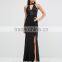 High-neckline Sequin embellished bodice Button keyhole back Choker Sequin Maxi Dress