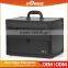 Good design small makeup vanity case black aluminum train makeup case with drawers and lighted mirror
