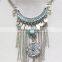 Antiqued Silver Folk w/ Clear Crystal & Resin Bead Statement Necklace 2016 Fashion Style Wholesale
