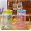 Double Wall Coloured Plastic Mason Jar With Straw and Plastic Lid 500ml-600ml