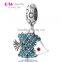 S326 Globalwin Bracelet Charm Fish Design Micro Paved Pendant Charm In Silver